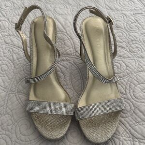 Anne Klein Gold and Silver Strappy Sandals